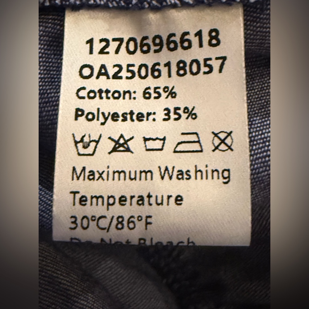 NWT. Commense. Denim Stand Collar Puff Sleeve Mini Dress. Size Small. - Picture 13 of 15